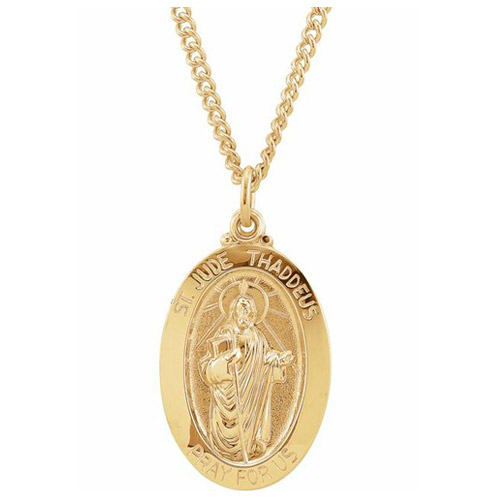 24k Gold-Plated Sterling Silver St. Jude Medal on 24in Chain