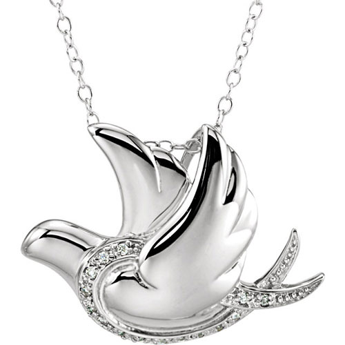 Sterling Silver Cubic Zirconia Dove Necklace