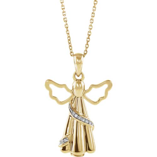 10k Yellow Gold Diamond Angel Ash Holder Necklace