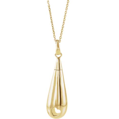 10k Yellow Gold Tear of Love Ash Holder Necklace