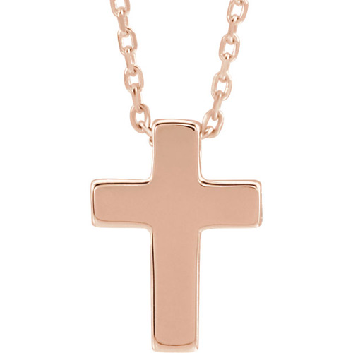 14k Rose Gold Petite Smooth Cross Necklace