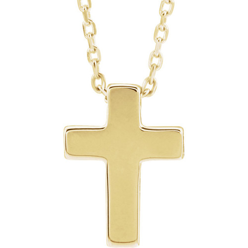 14k Yellow Gold Petite Smooth Cross Necklace