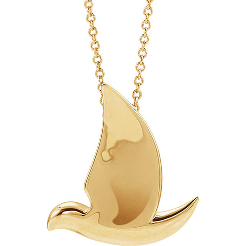 14k Yellow Gold Holy Spirit Dove Necklace