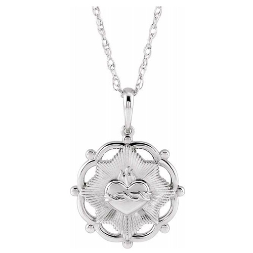 Sterling Silver Sacred Heart Necklace