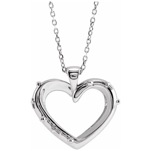 Sterling Silver Rosary Heart Necklace