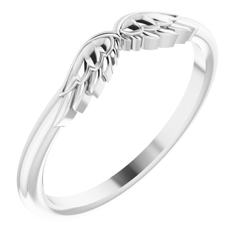 14k White Gold Stackable Angel Wings Ring