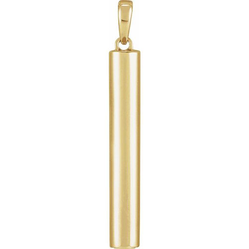 14k Yellow Gold Ash Holder Cylinder Bar Pendant