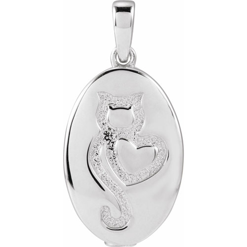 Sterling Silver Cat Ash Holder Pendant