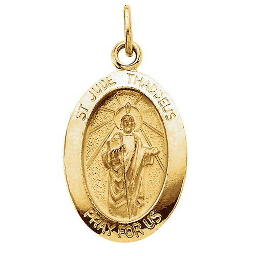 14kt Yellow Gold 3/4in Oval St. Jude Medal