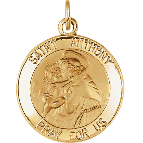  14kt Yellow Gold 18mm St. Anthony Medal