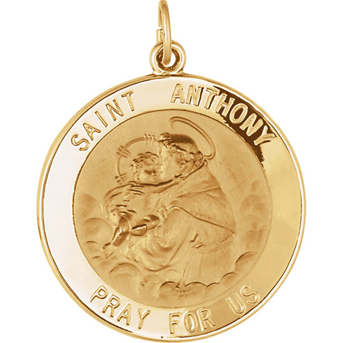 14kt Yellow Gold 25mm St. Anthony Medal