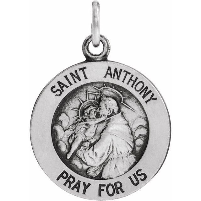 Sterling Silver 15mm St. Anthony Medal and 18in Chain