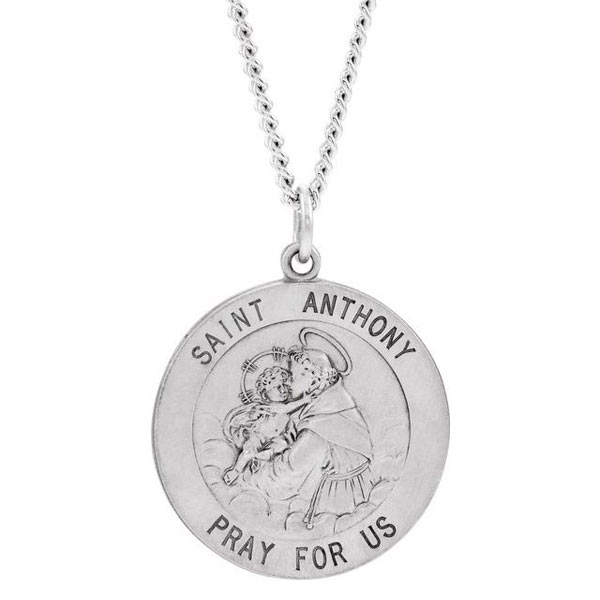Sterling Silver 25mm St. Anthony Medal and 24in Chain