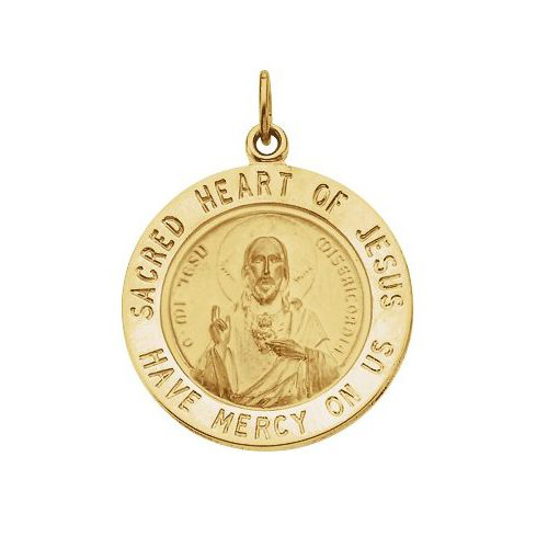 14kt Yellow Gold 18.5mm Sacred Heart of Jesus Medal