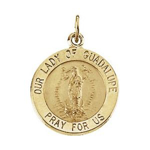 14kt Yellow Gold 15mm Our Lady of Guadalupe Medal