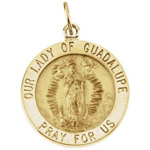14kt Yellow Gold 18mm Our Lady of Guadalupe Medal