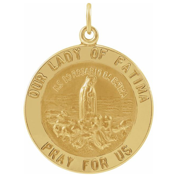 14k Yellow Gold Our Lady of Fatima Medal 22mm