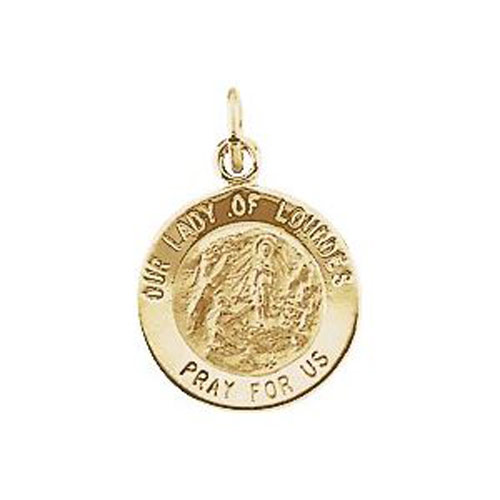 14k Yellow Gold Lady of Lourdes Medal 12mm