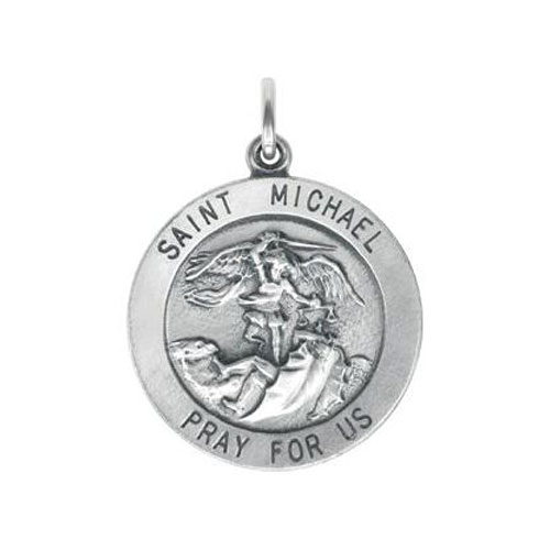 Sterling Silver Classic Round St. Michael Medal 1in