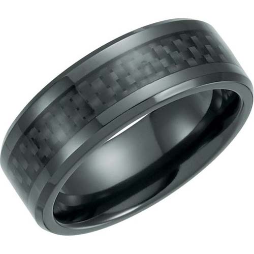 Black Titanium and Carbon Inlay Ring 8mm