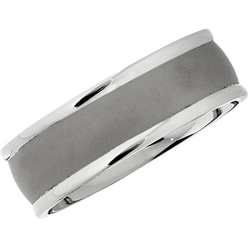 8mm Ridged Domed Titanium Band with Satin Center