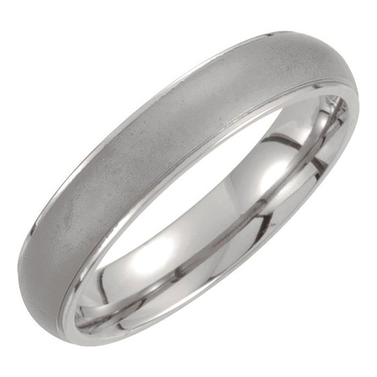 Titanium 5mm Ridged Domed Wedding Band with Oxidized Center
