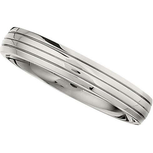 4mm Domed Titanium Wedding Band with 3 Grooves