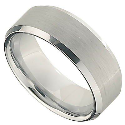 8.3mm White Tungsten Beveled Band with Satin Center