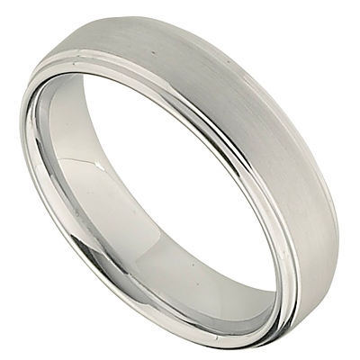 6.3mm White Tungsten Ridged Band with Satin Center