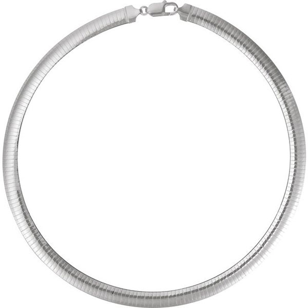 Sterling Silver 18in Domed Omega Chain 7.25mm