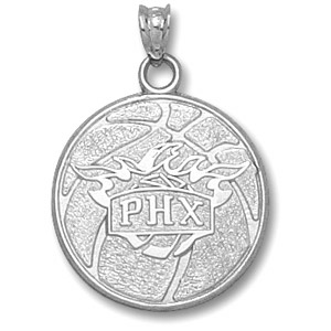 Phoenix Suns 3/4in Sterling Silver Basketball Pendant