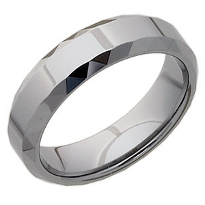 Beveled 6mm Tungsten Band with Facets