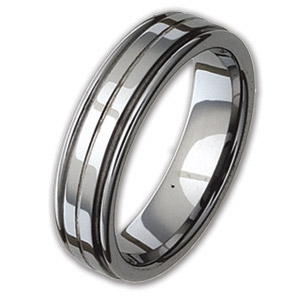6mm Tungsten Ring with Rounded Flat Edges and Groove