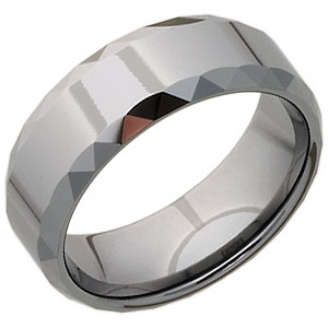 Beveled 8mm Tungsten Band with Facets