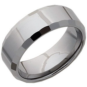 Beveled 8mm Tungsten Band with Flat Facets