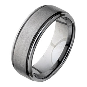 8mm Tungsten Ring with Rounded Flat Edges Stone Finish