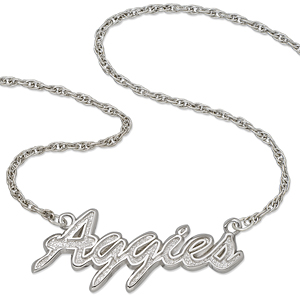 Sterling Silver 18in Aggies Script Necklace