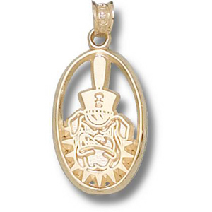 10kt Yellow Gold 3/4in Oval Citadel Bulldogs Pendant