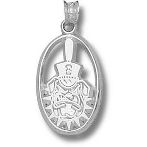 Sterling Silver 3/4in Oval Citadel Bulldogs Pendant