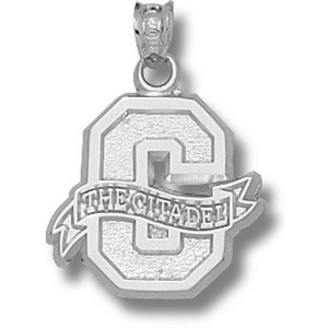 Sterling Silver 5/8in The Citadel Block C Pendant