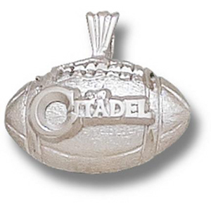Citadel Bulldogs 1/2in Sterling Silver Football Pendant