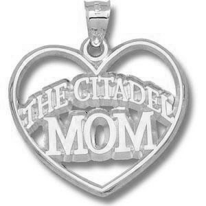Sterling Silver 1 1/8in The Citadel Mom Heart Pendant