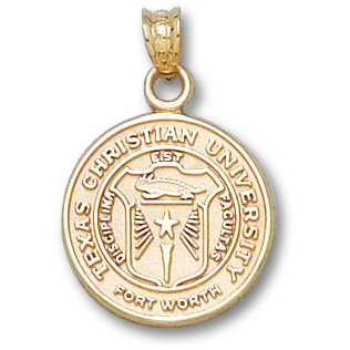 10kt Yellow Gold 5/8in Texas Christian University Seal Pendant