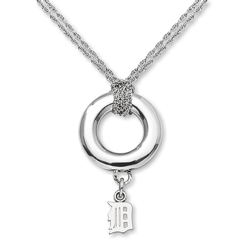 Sterling Silver 16in Detroit Tigers Halo Necklace