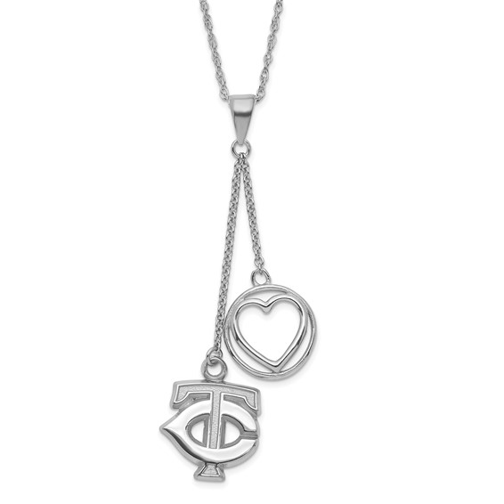 Sterling Silver Minnesota Twins Beloved Heart Necklace