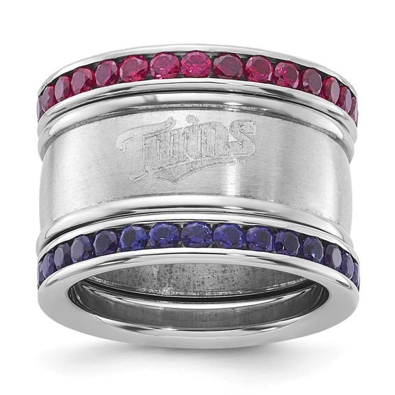 Minnesota Twins Team Logo Crystal Stacked Ring Set