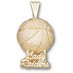 10kt Yellow Gold 3/4in Lady Raiders Basketball Pendant