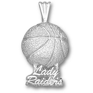 Sterling Silver 3/4in Lady Raiders Basketball Pendant
