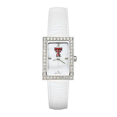 Texas Tech University Ladies Allure Watch White Leather Strap