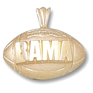 10kt Yellow Gold 1/2in BAMA Football Pendant